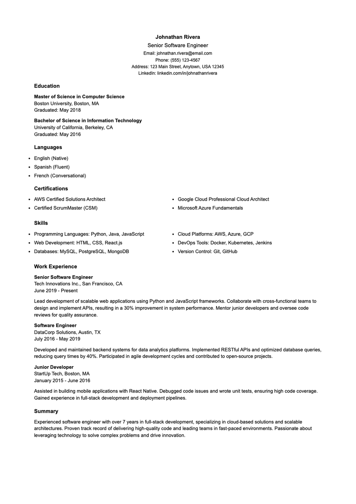 Professional software developer resume with detailed work experience and technical skills_variant_3